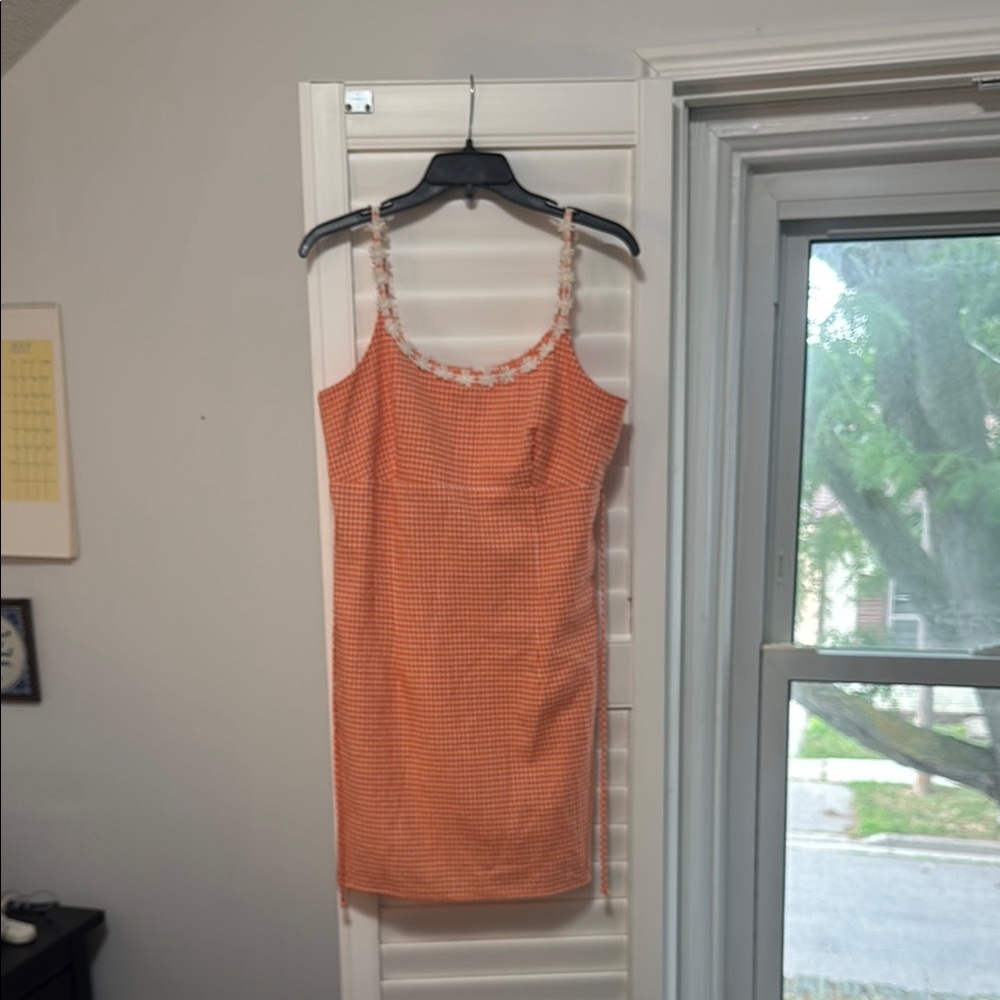 Orange Gingham Mini Dress